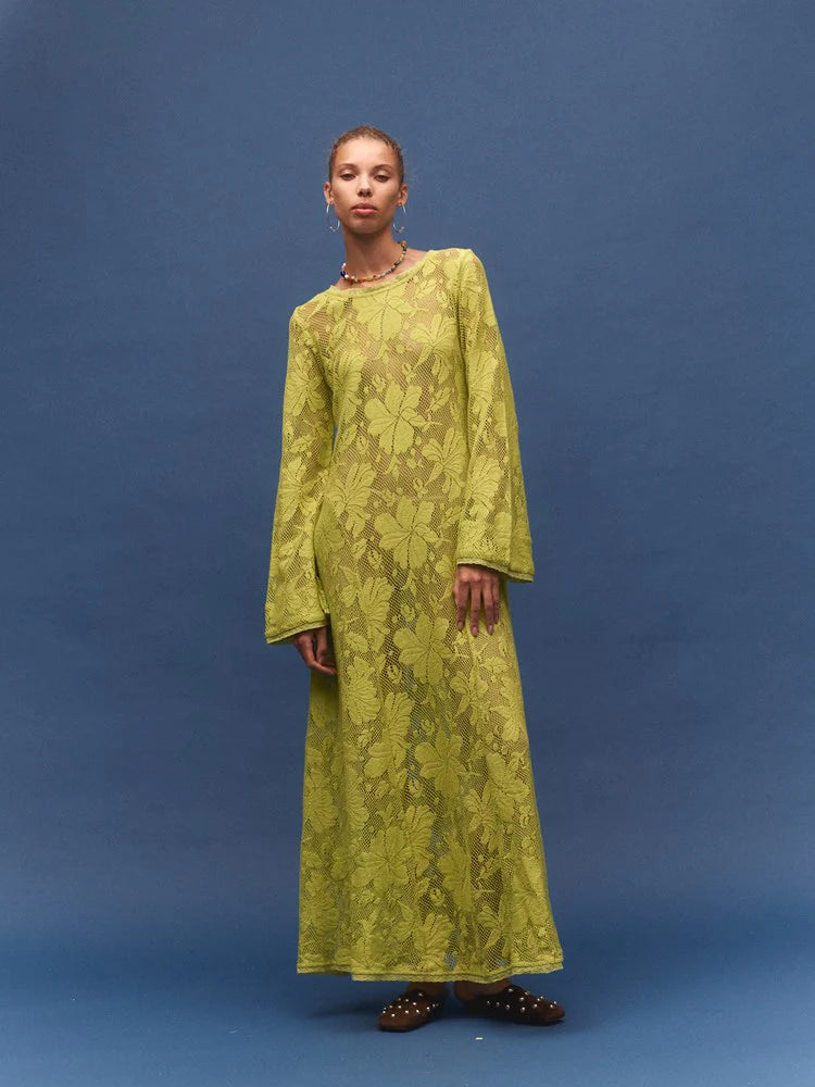 Nova Lace Cherry Maxi Dress